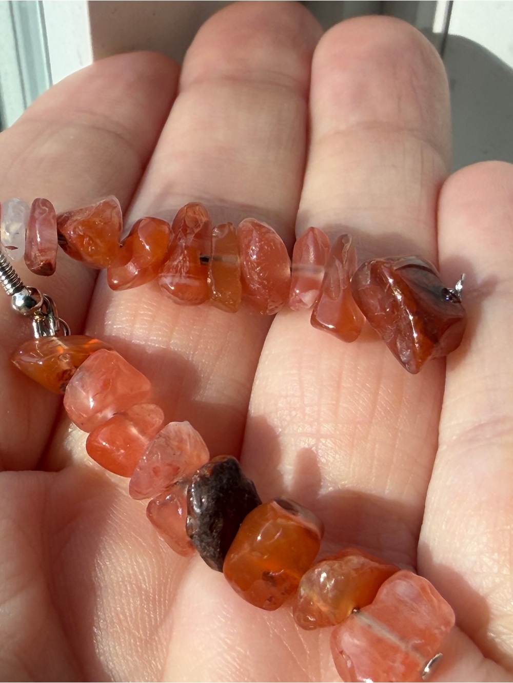 Orange Carnelian Chip Necklace - Polished Natural Stone